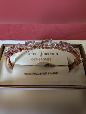 Pink Amethyst & Diamond Bracelet NWT